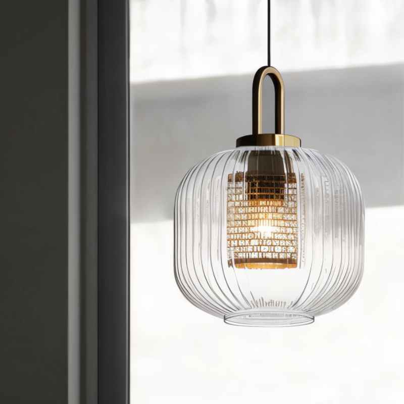 Textured Metal Glass Drop Light