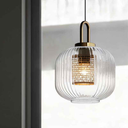 Textured Metal Glass Drop Light