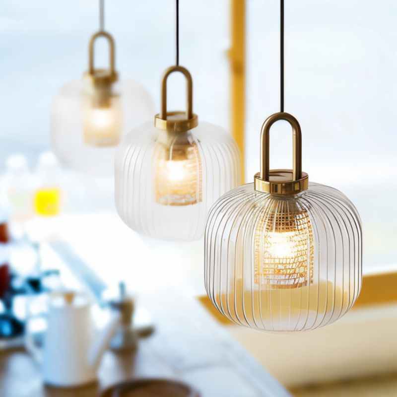 Textured Metal Glass Drop Light