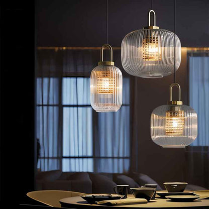 Textured Metal Glass Drop Light