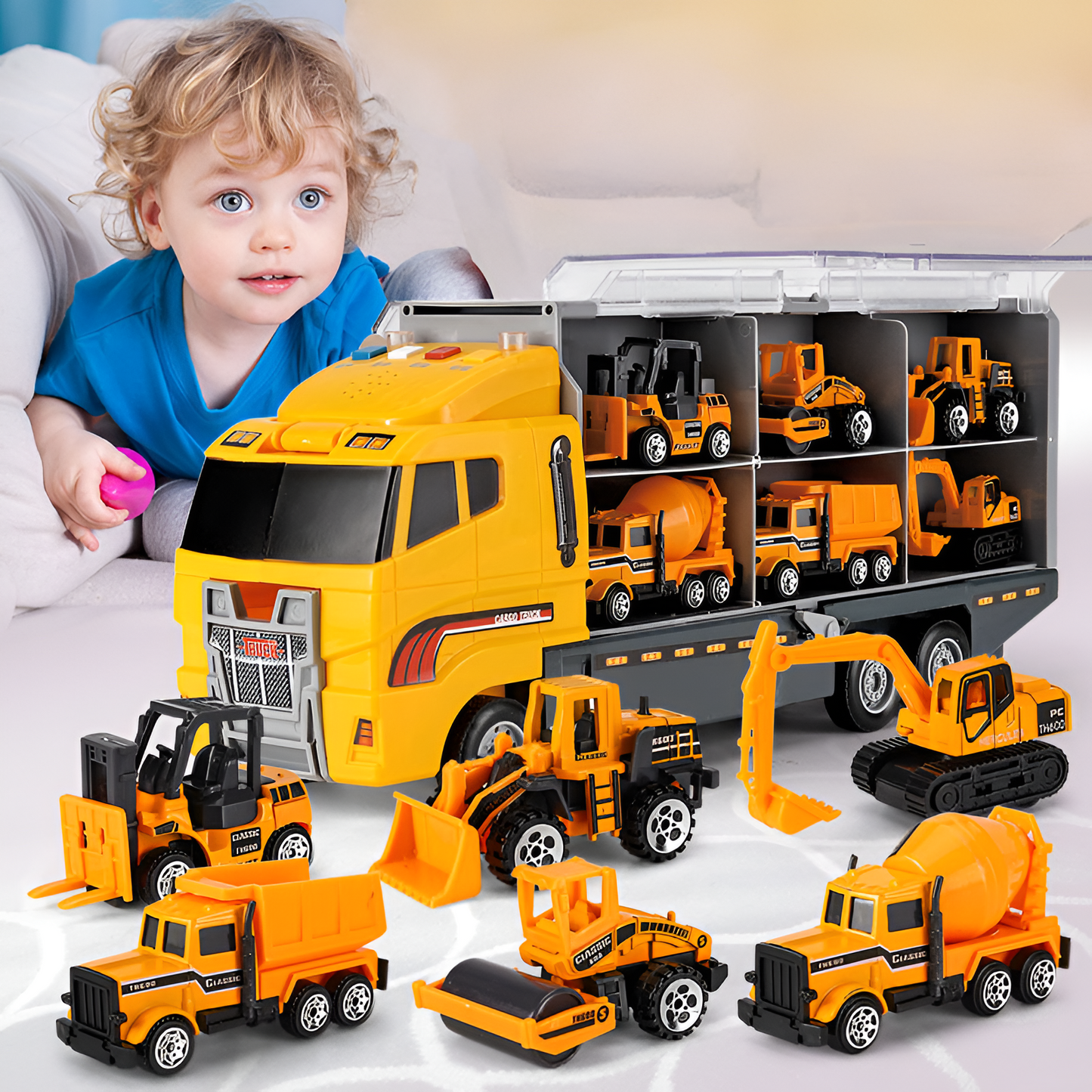 Metal Mini Truck Building Playset Toy Vehicle Carrier Kit
