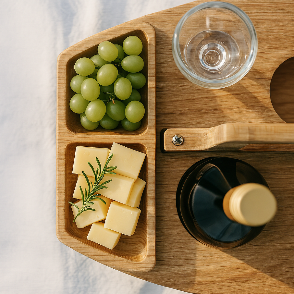 Outdoor Folding Wooden Picnic Table With Cup Holders