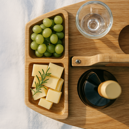 Outdoor Folding Wooden Picnic Table With Cup Holders