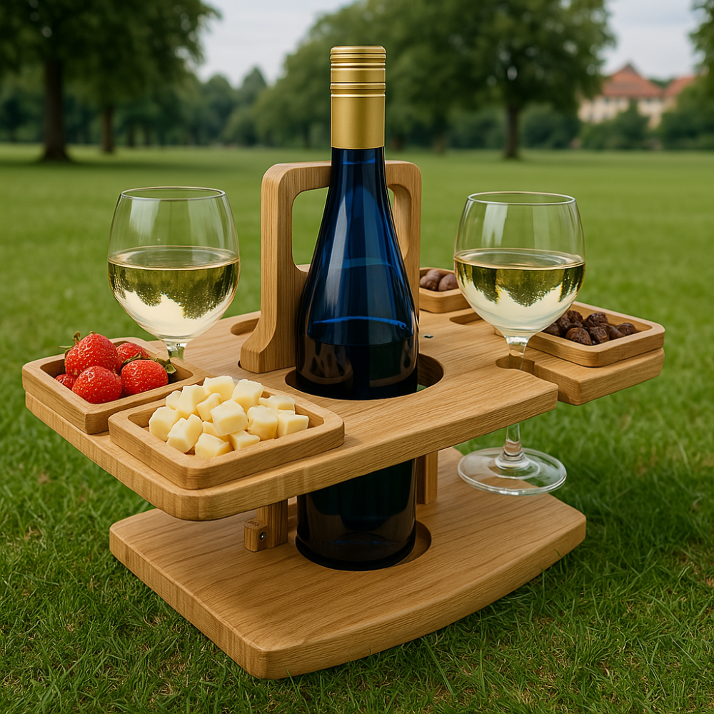 Outdoor Folding Wooden Picnic Table With Cup Holders