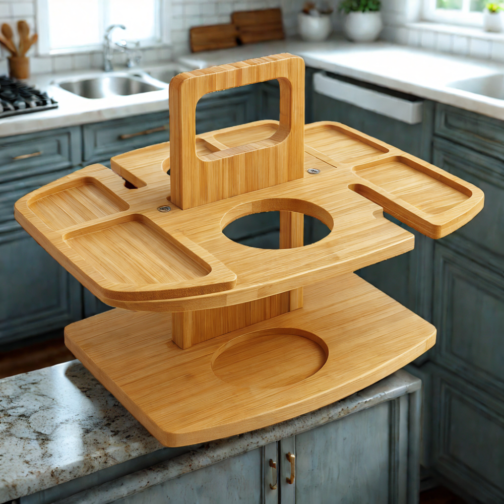 Outdoor Folding Wooden Picnic Table With Cup Holders