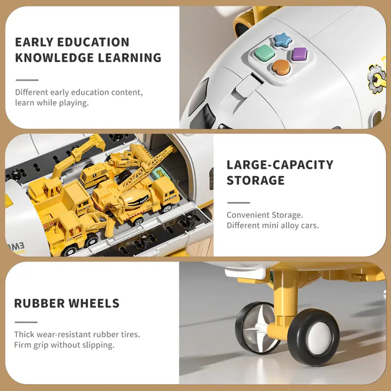 Transport aircraft with 6 diecast vehicles - light & sound toy 2