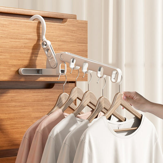 Portable Folding Clothes Rack with 5 Bars - Lusomart