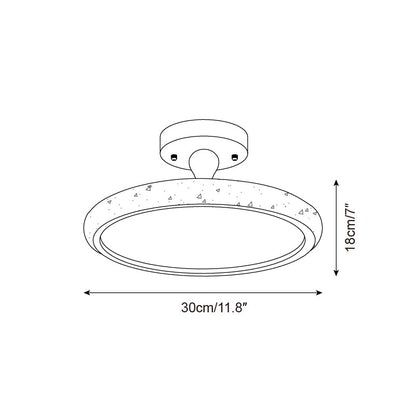 TravertineGlow | Elegant LED Flush Mount Ceiling Light with Walnut Accent 3