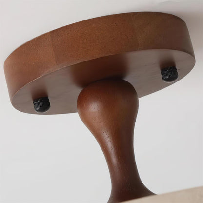 TravertineGlow | Elegant LED Flush Mount Ceiling Light with Walnut Accent 6