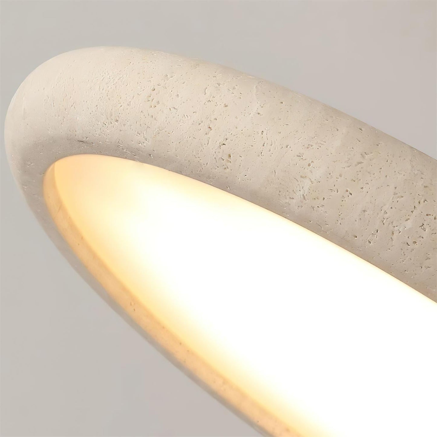 TravertineGlow | Elegant LED Flush Mount Ceiling Light with Walnut Accent 7