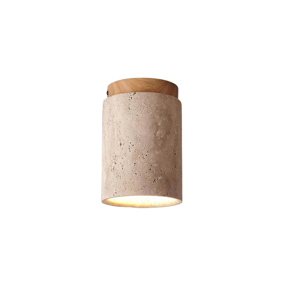 TravertineGlow | Elegant Minimalist Cylindrical Ceiling Lamp 1