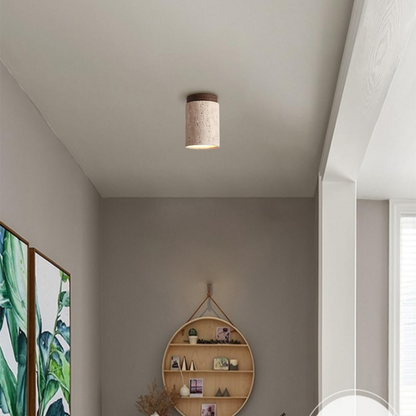 TravertineGlow | Elegant Minimalist Cylindrical Ceiling Lamp 4