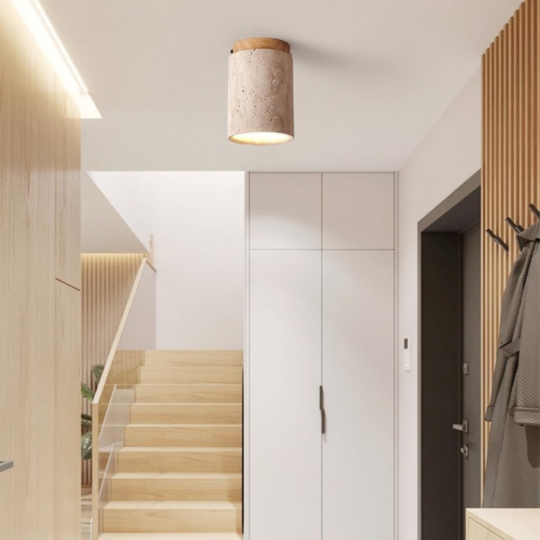 TravertineGlow | Elegant Minimalist Cylindrical Ceiling Lamp 5