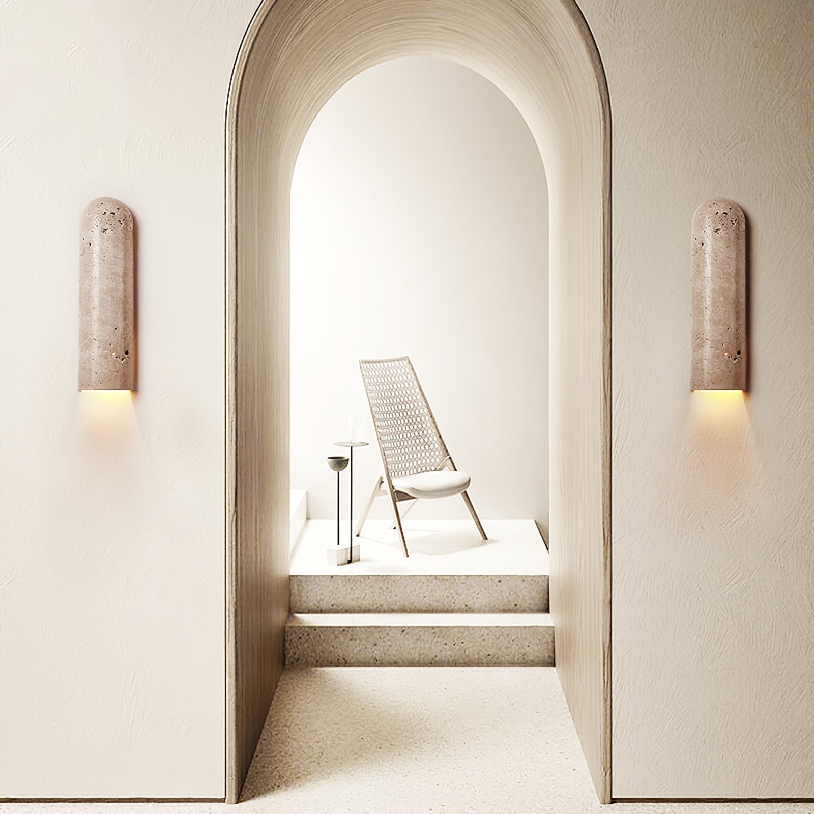 TravertineGlow | Elegant Minimalist Wall Sconce for Serene Bathroom Lighting 3