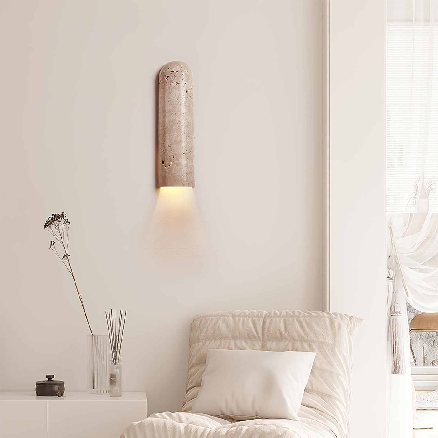 TravertineGlow | Elegant Minimalist Wall Sconce for Serene Bathroom Lighting 6