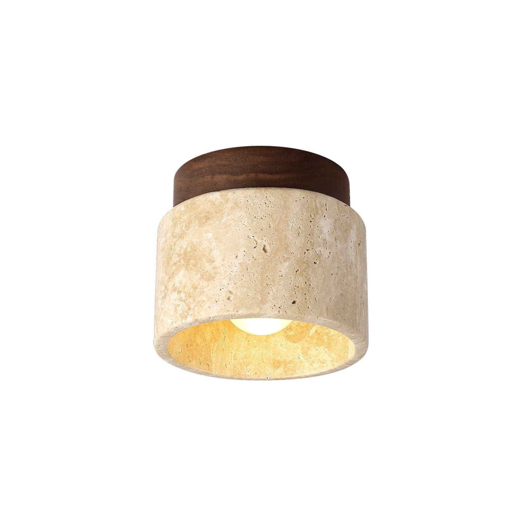 TravertineGlow | Elegant Natural Stone Flush Mount Ceiling Light Fixture 1