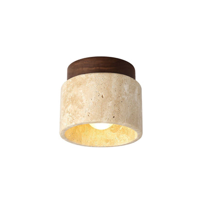 TravertineGlow | Elegant Natural Stone Flush Mount Ceiling Light Fixture 1