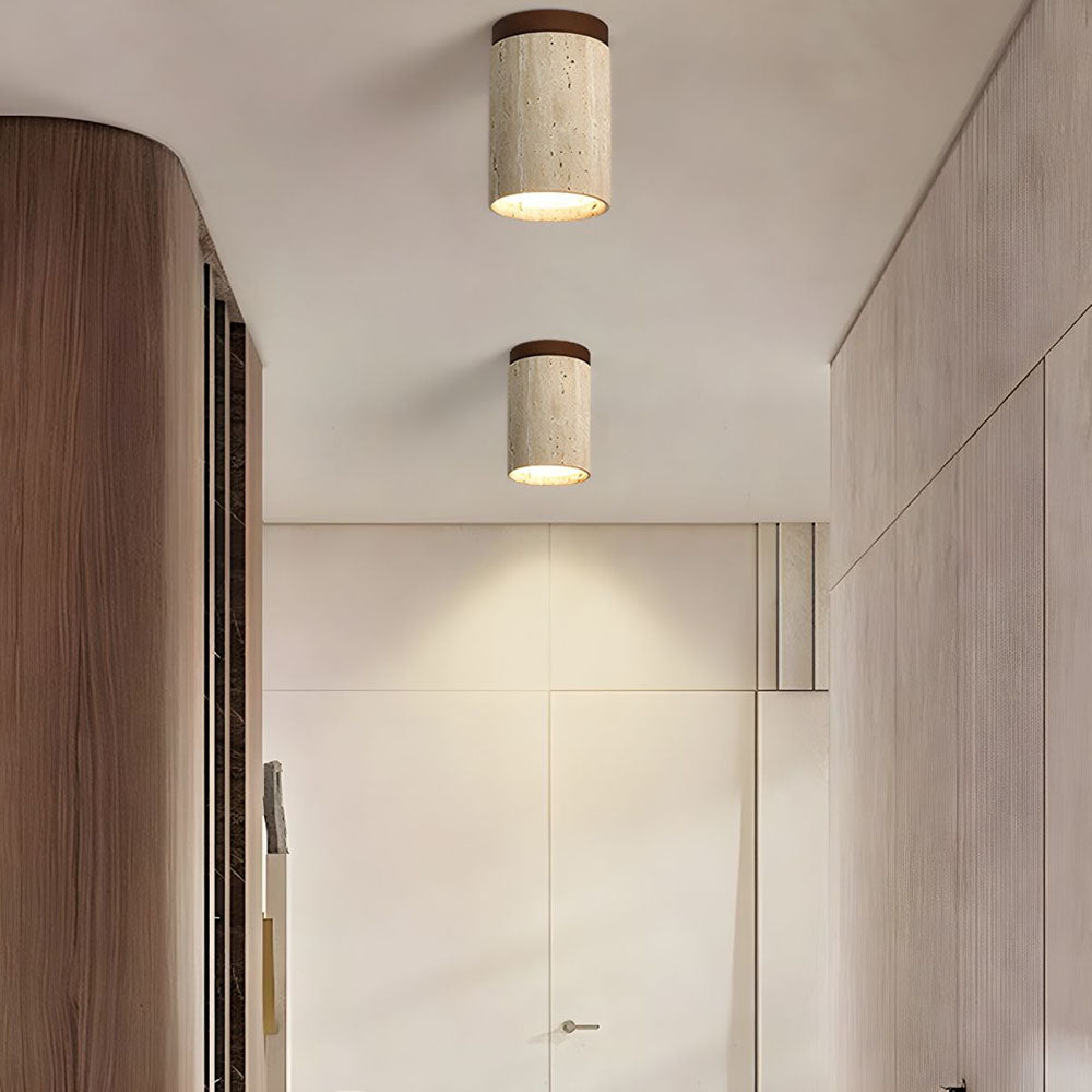 TravertineGlow | Elegant Natural Stone Flush Mount Ceiling Light Fixture 11