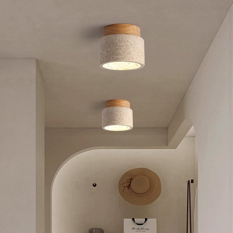TravertineGlow | Elegant Natural Stone Flush Mount Ceiling Light Fixture 2