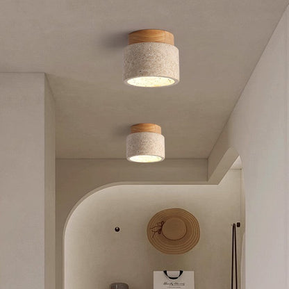 TravertineGlow | Elegant Natural Stone Flush Mount Ceiling Light Fixture 2