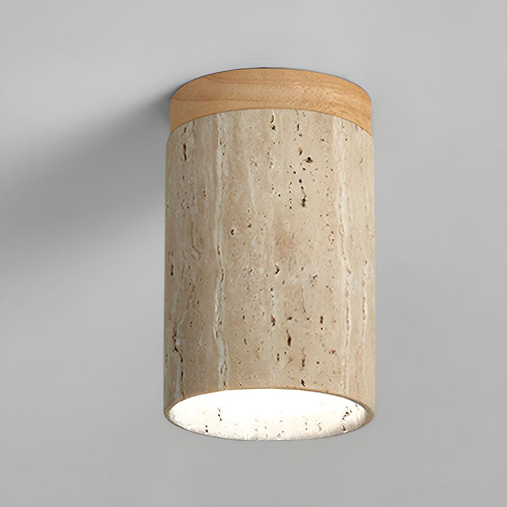 TravertineGlow | Elegant Natural Stone Flush Mount Ceiling Light Fixture 3