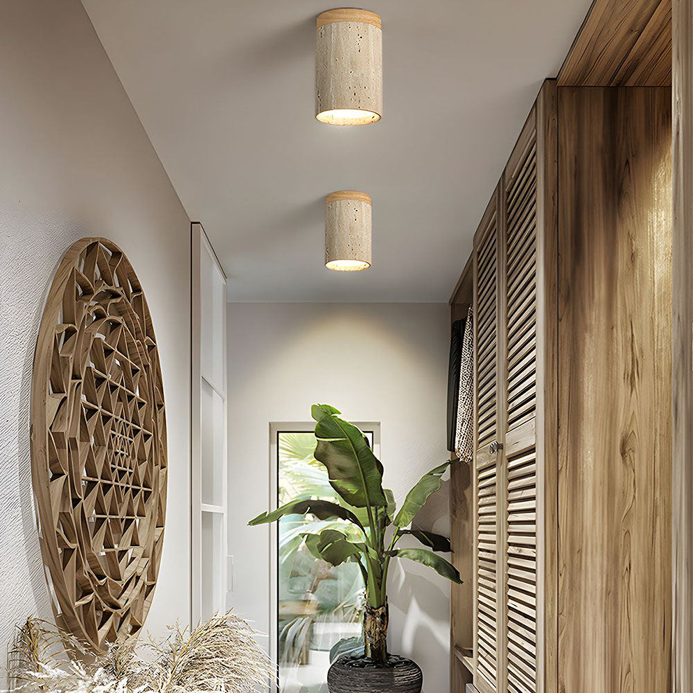 TravertineGlow | Elegant Natural Stone Flush Mount Ceiling Light Fixture 4