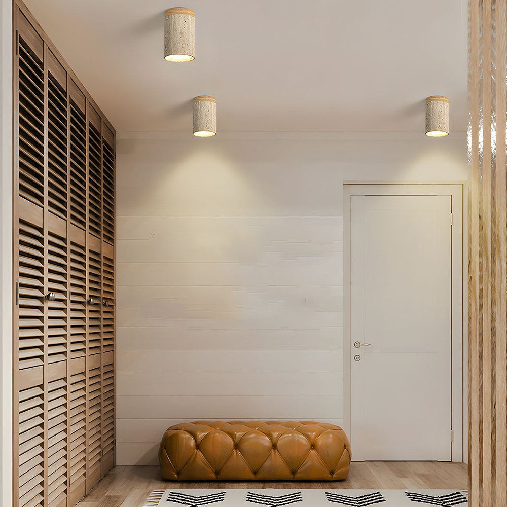 TravertineGlow | Elegant Natural Stone Flush Mount Ceiling Light Fixture 6