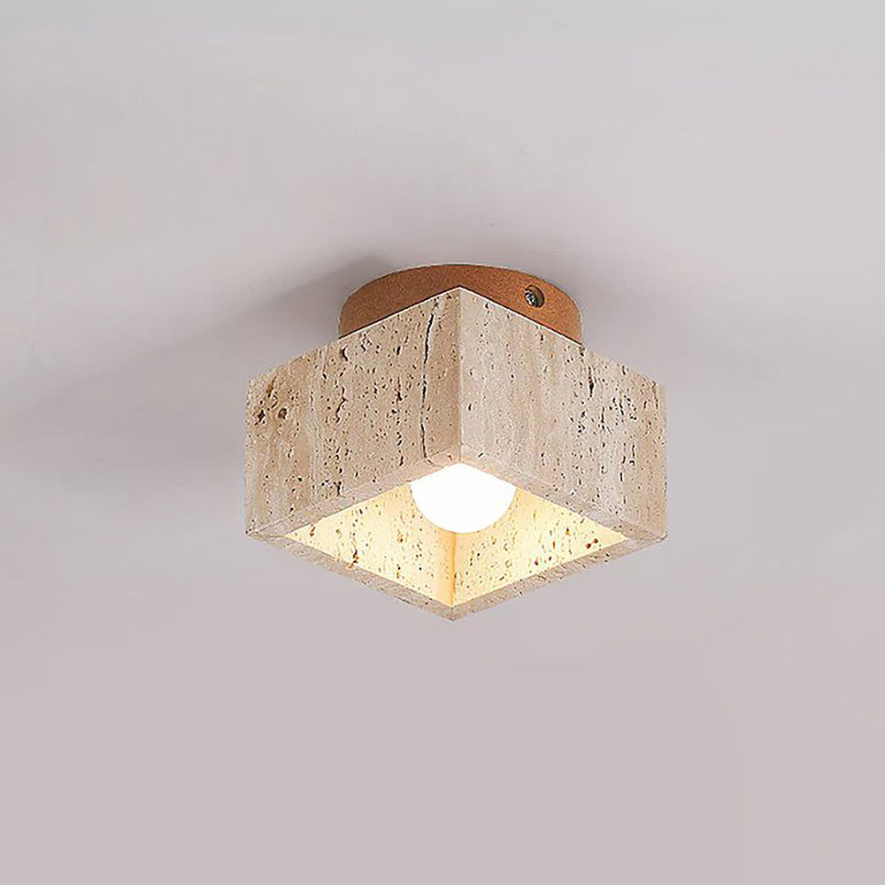 TravertineGlow | Elegant Natural Stone Flush Mount Ceiling Light Fixture 7