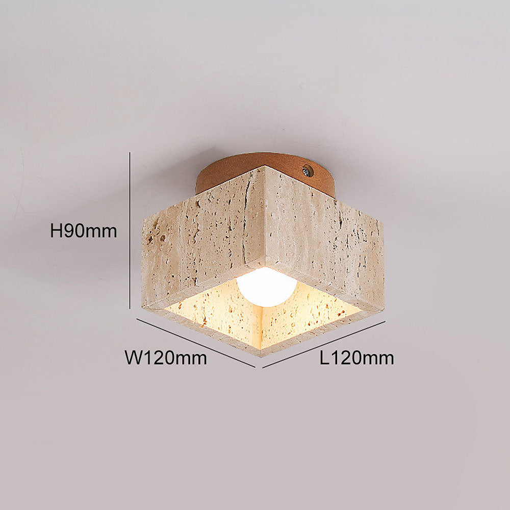 TravertineGlow | Elegant Natural Stone Flush Mount Ceiling Light Fixture 8