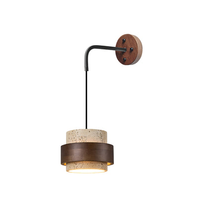 Rustic Stone Wall Light with Wooden Detail - Lusomart