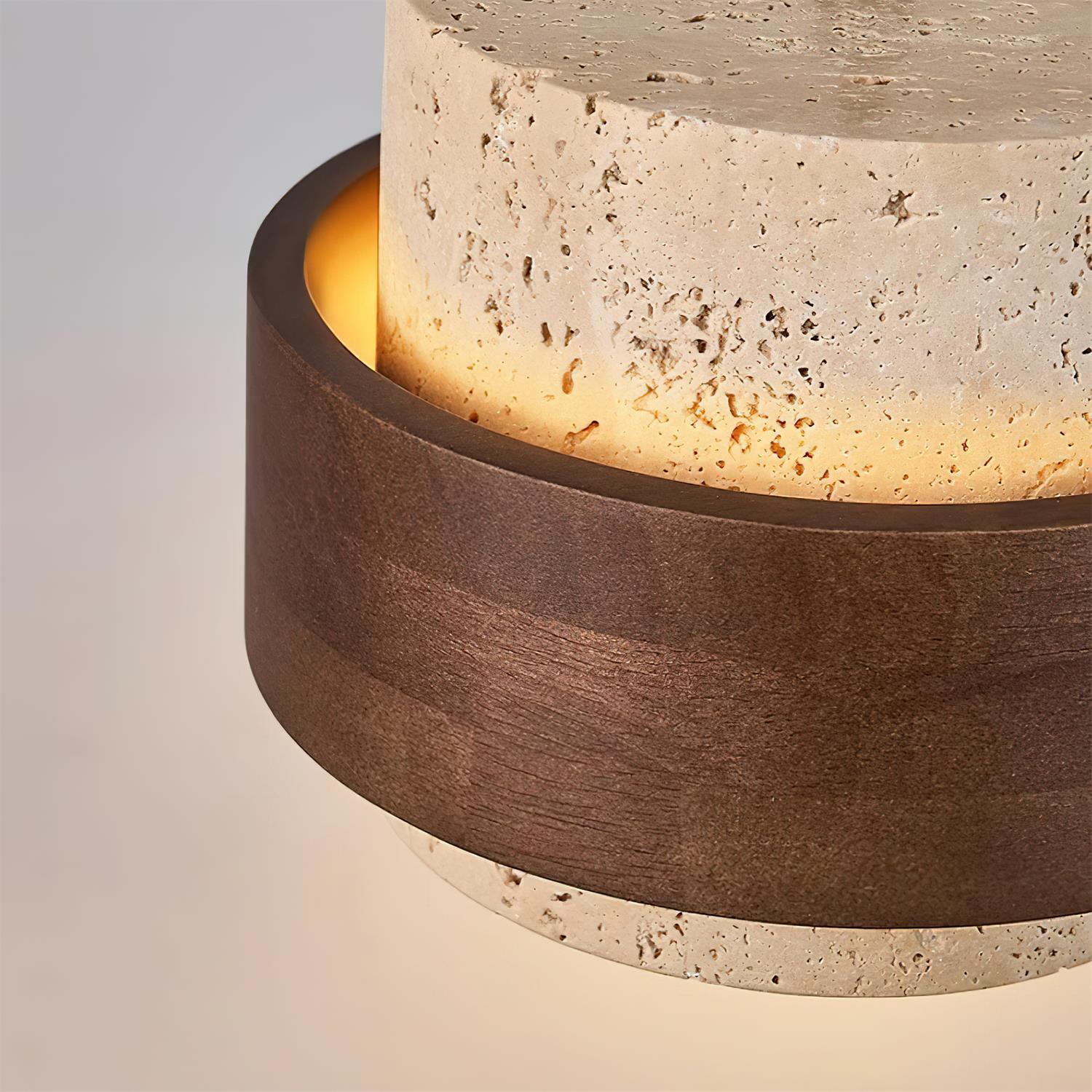 TravertineGlow | Elegant Natural Stone Wall Lamp with Wood Accent 3