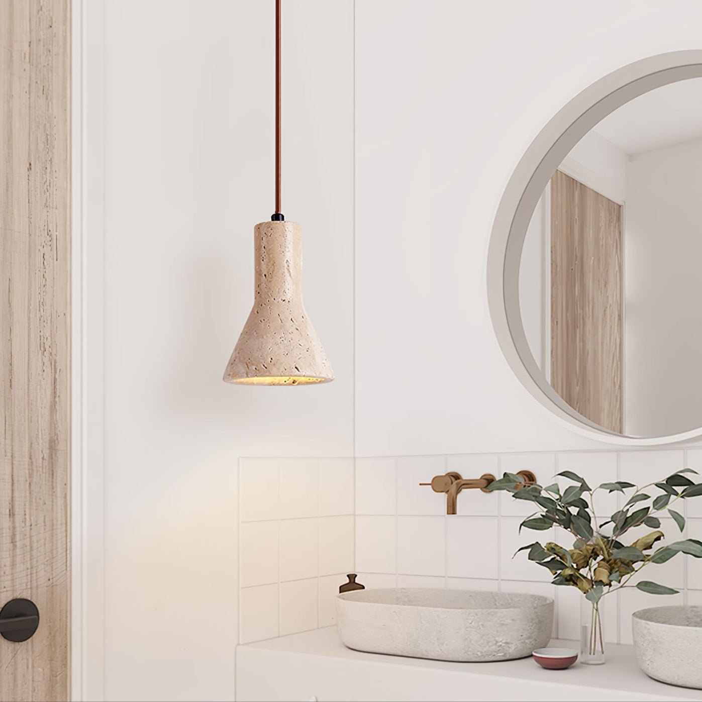 TravertineGlow | Stylish Modern Yellow Stone Kitchen Pendant Light 3