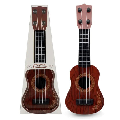 musical toy, 4 string guitar, toddler instrument, wood finish guitar, educational toy