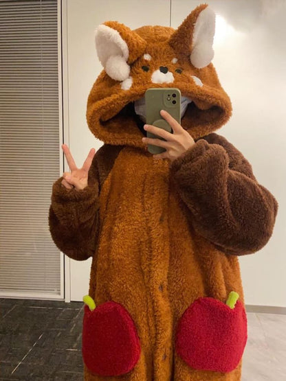 Soft Plush Red Panda Pajamas for Women Sleepwear