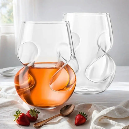 Ergonomic twisted whiskey glass borosilicate material heat resistant bar glassware 430ml