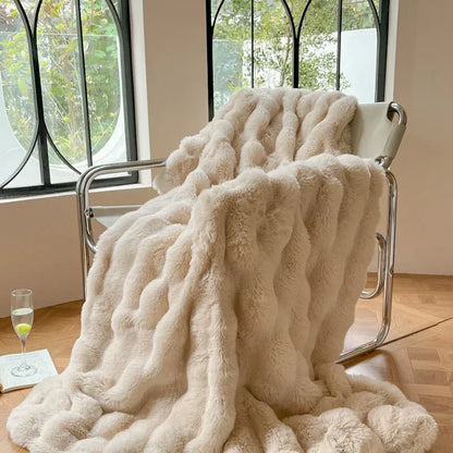 Plush Fleece Throw Blanket for Bed and Sofa Warmth