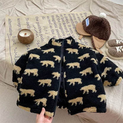 Unisex Fleece Vest Berenmotief Zwart Groen Zacht en Ademend voor Kinderen 1-6 Jaar 6