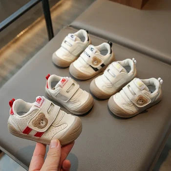 Comfy Velcro Bear Shoes - Lightweight Khaki Sneakers - Lusomart
