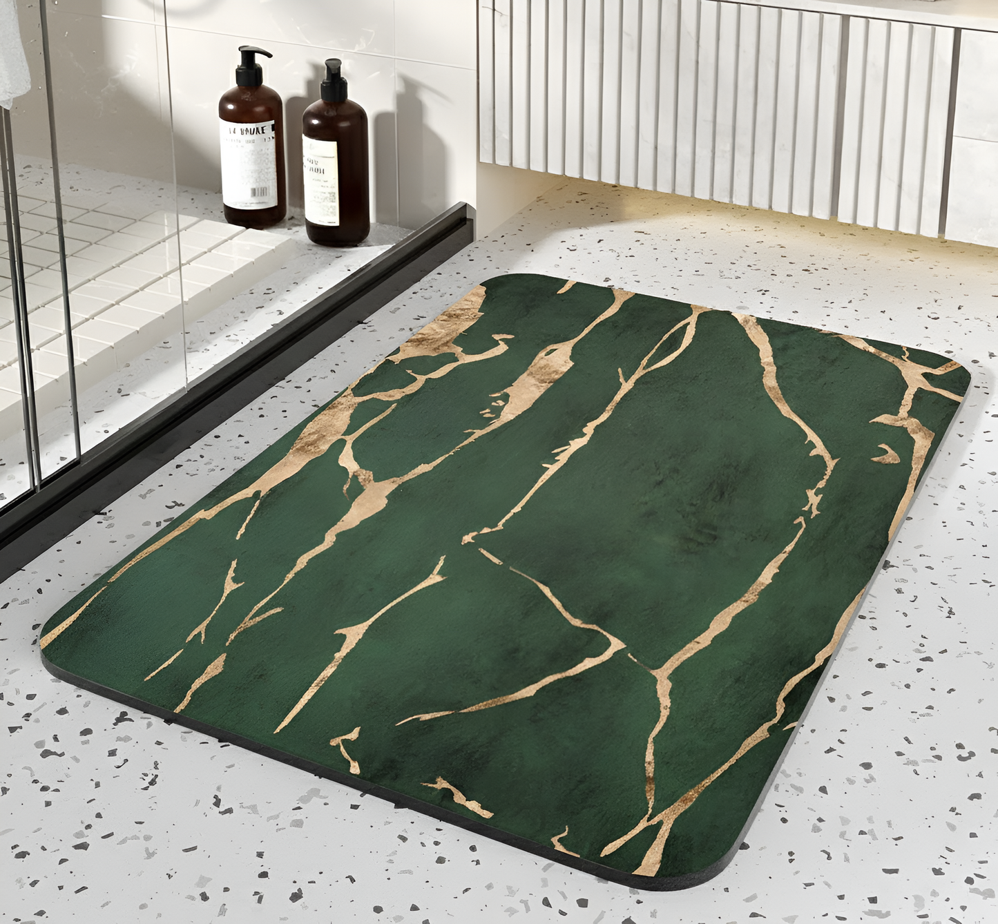 Absorbent Bathroom Rug Non Slip Marble Stone Mat