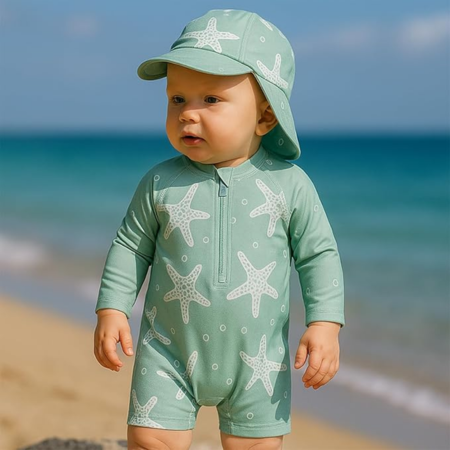 Kids Protective Swimwear Set Long Sleeve Sun Hat - Lusomart