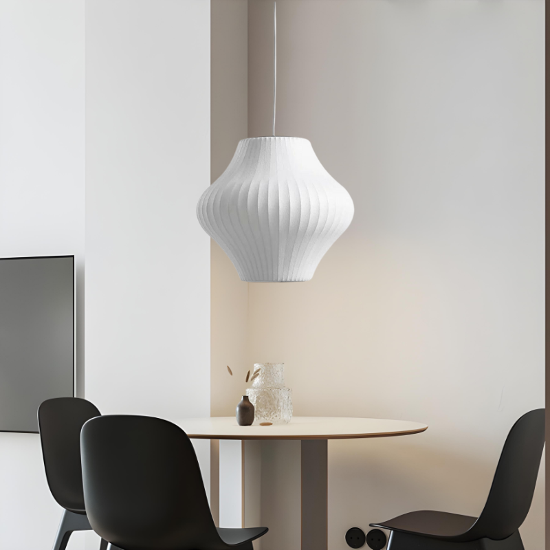 Luxury Metal and Silk Hanging Lamp