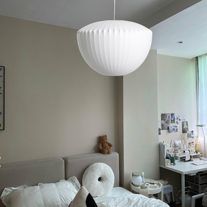 Stylish Glass Pendant Light With Natural Wood Tones