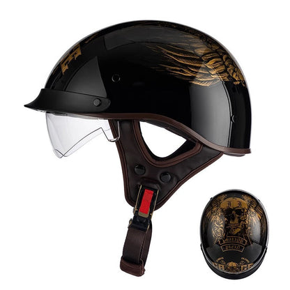 Street Bike Half Face Helmet with Visor and Quick Release - Lusomart