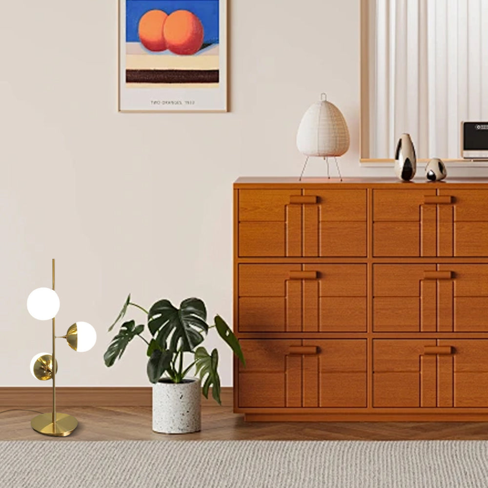Elegant Brass Floor Lamp with Clear Glass Shades - Lusomart
