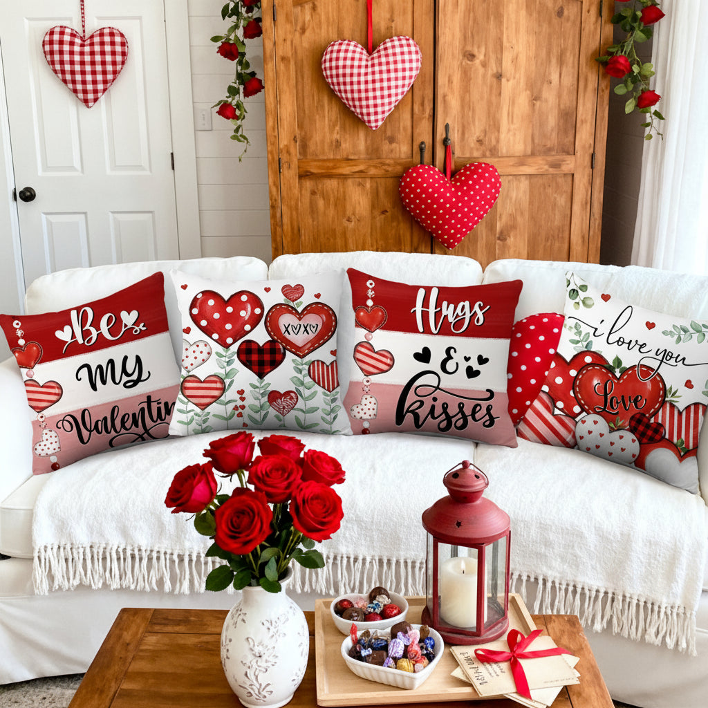 Lovely Valentine Heart Pattern Pillowcase Set