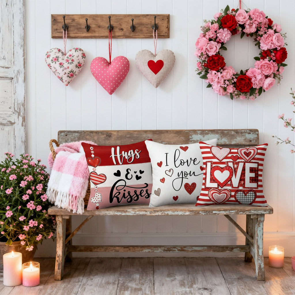 Lovely Valentine Heart Pattern Pillowcase Set
