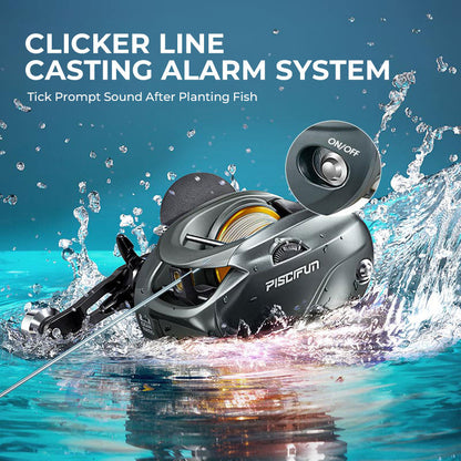 Durable Baitcast Fishing Reel with Clicker System