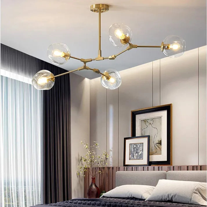 Sleek Glass Pendant Light With Modern Branching Arms