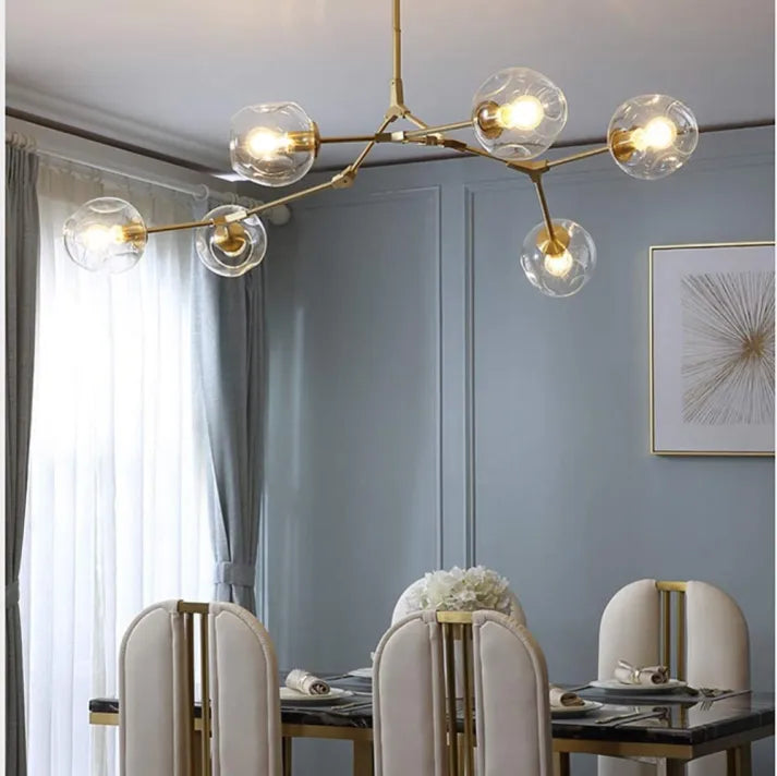 Sleek Glass Pendant Light With Modern Branching Arms