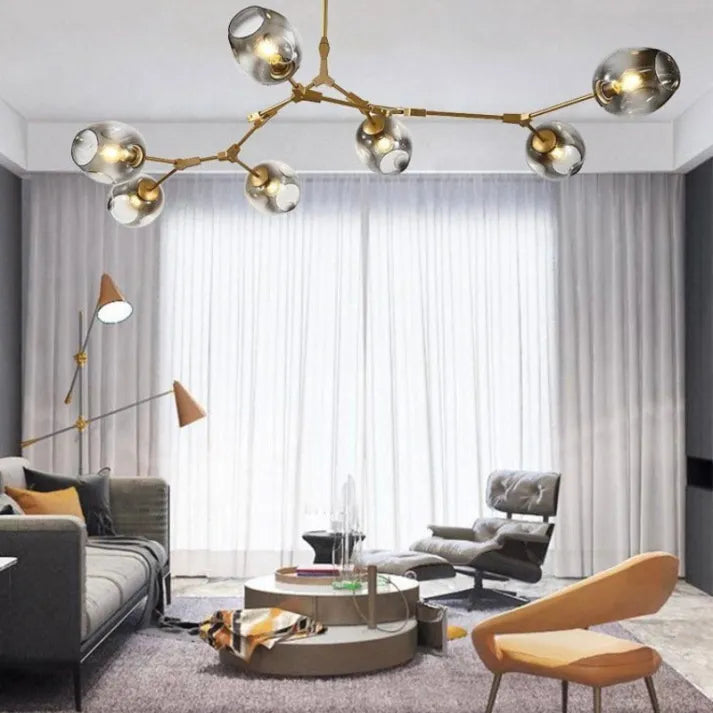 Sleek Glass Pendant Light With Modern Branching Arms